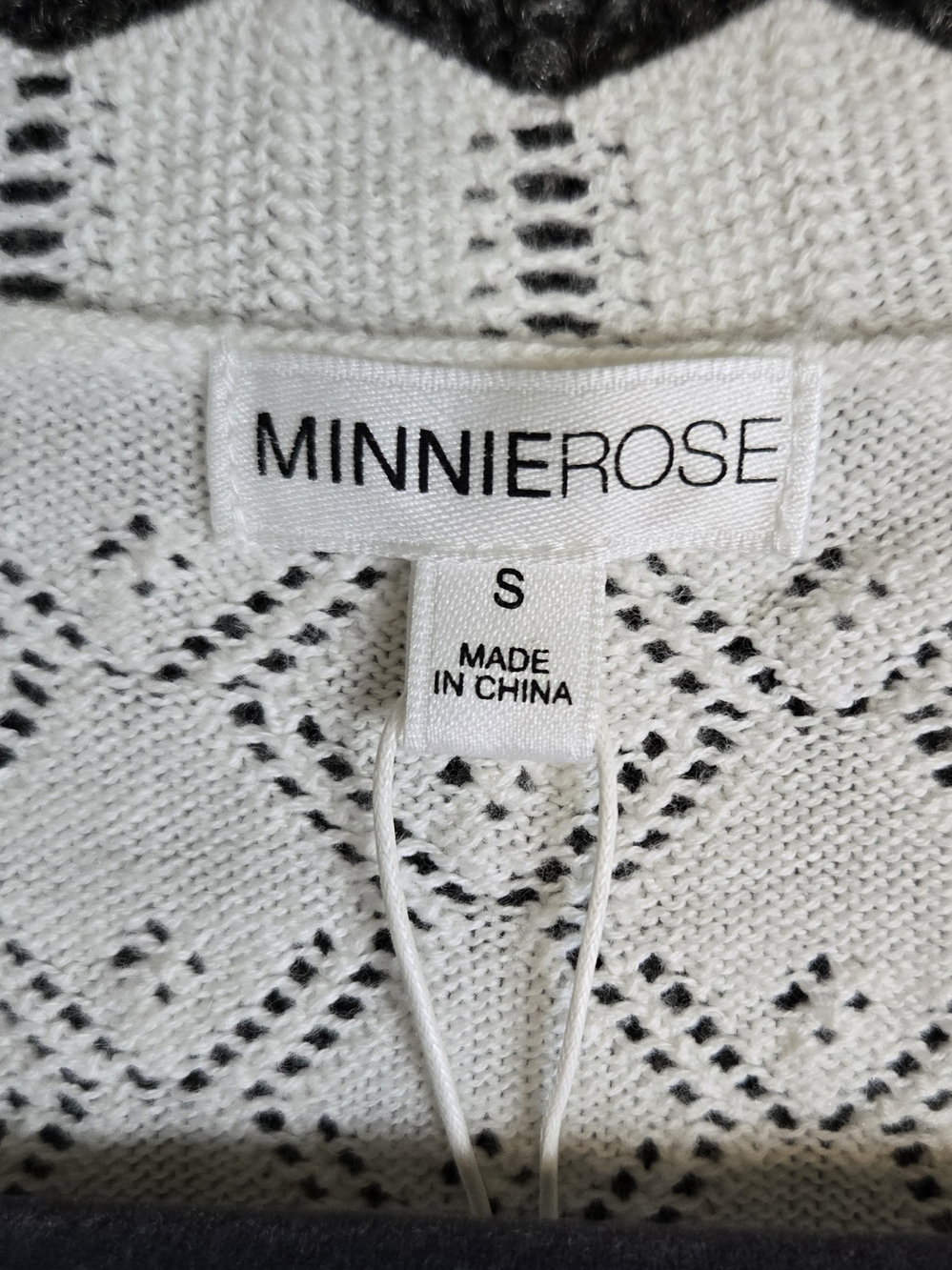 MinnieRose Sweater Womens S White Pointelle Open Knit Cotton Cashmere V Neck New - Picture 5 of 12